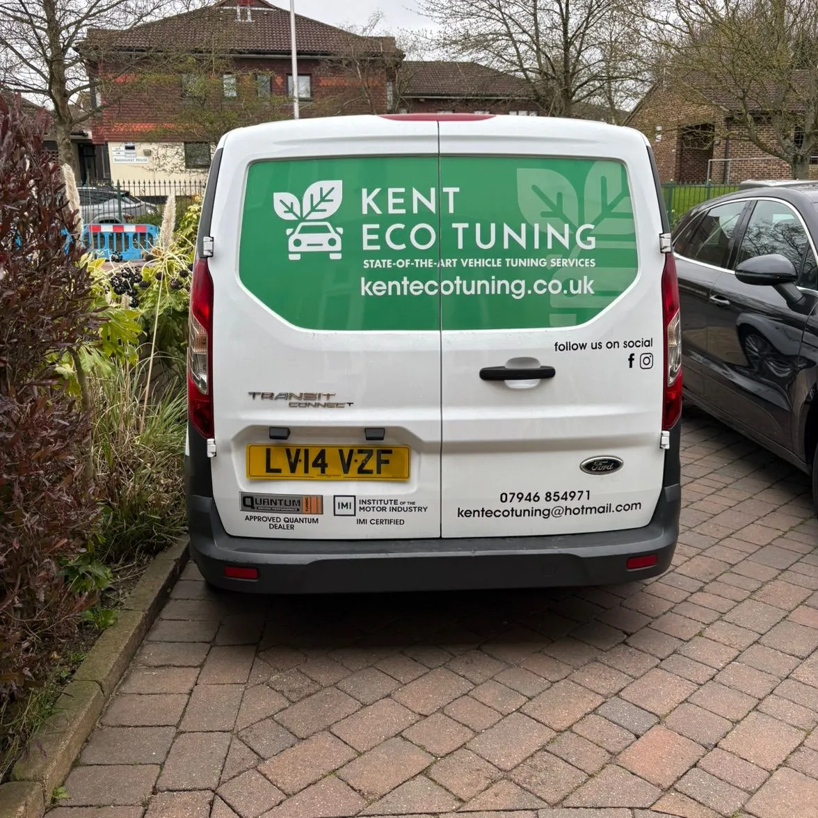 Rear view of the Kent Eco Tuning service van showing professional mobile coverage across Canterbury and Kent.